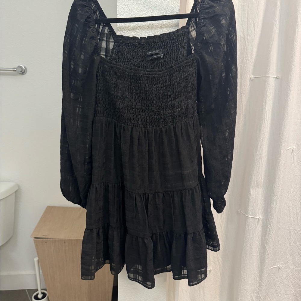 Urban Outfitters Black Smocked Sundress with Bishop Sleeves
